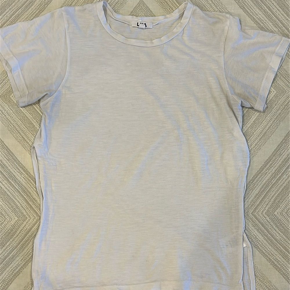 LNA Women’s Double Side Slit White T-Shirt: Size S